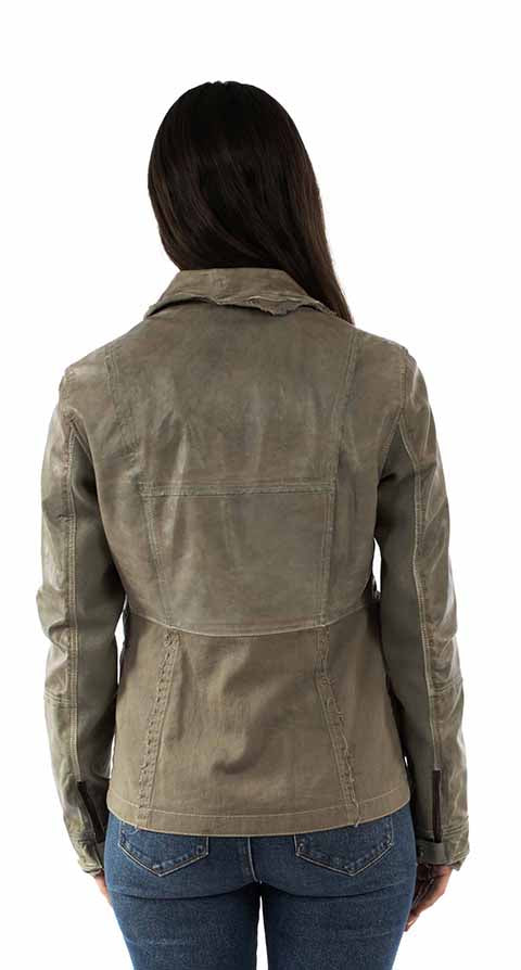 Scully Women's Lambskin Leather Jacket in Sage