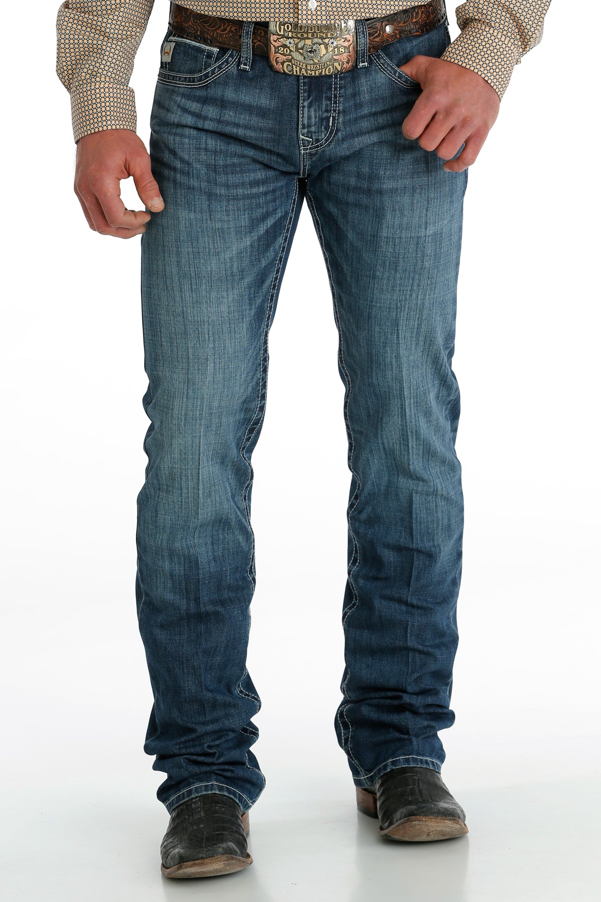 Cinch Men's Ian Slim Fit Jean in Medium Stonewash