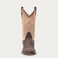 Men's Cappuccino-Sand Embroidery American Alligator Wide Square Toe Boot