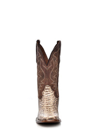 Circle G Men's Python Square Toe Western Boot in Natural & Brown