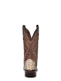 Circle G Men's Python Square Toe Western Boot in Natural & Brown
