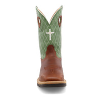 Twisted X Men's 12" Western Work Boot in Cognac Glazed Pebble and Lime