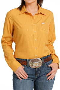 Cinch Women's L/S Mustard Tile Arenaflex Button Down Western Shirt