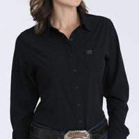 Cinch Women's L/S ArenaFlex Solid Black Western Button Down Shirt