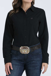 Cinch Women's L/S ArenaFlex Solid Black Western Button Down Shirt