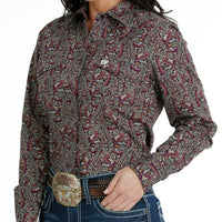Cinch Women's L/S Purple Paisley Western Snap Shirt