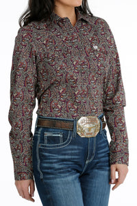 Cinch Women's L/S Purple Paisley Western Snap Shirt