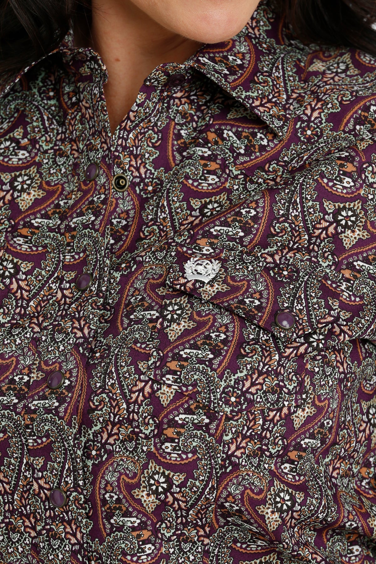 Cinch Women's L/S Purple Paisley Western Snap Shirt