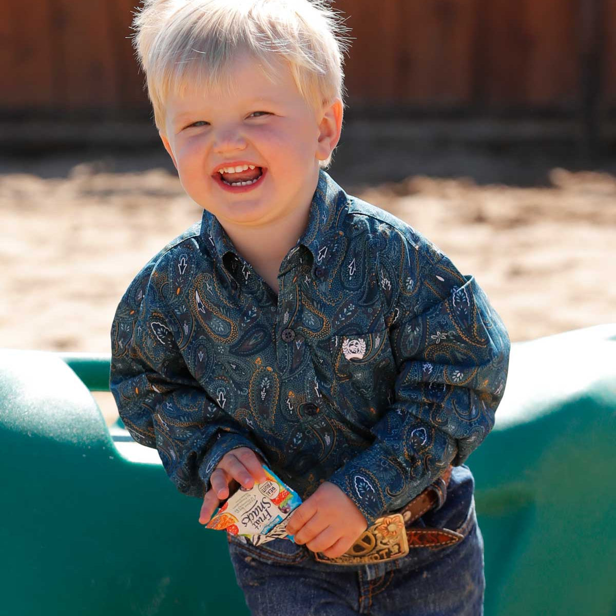 Cinch Baby & Toddler Boy's L/S Blue Paisley Button Down Shirt