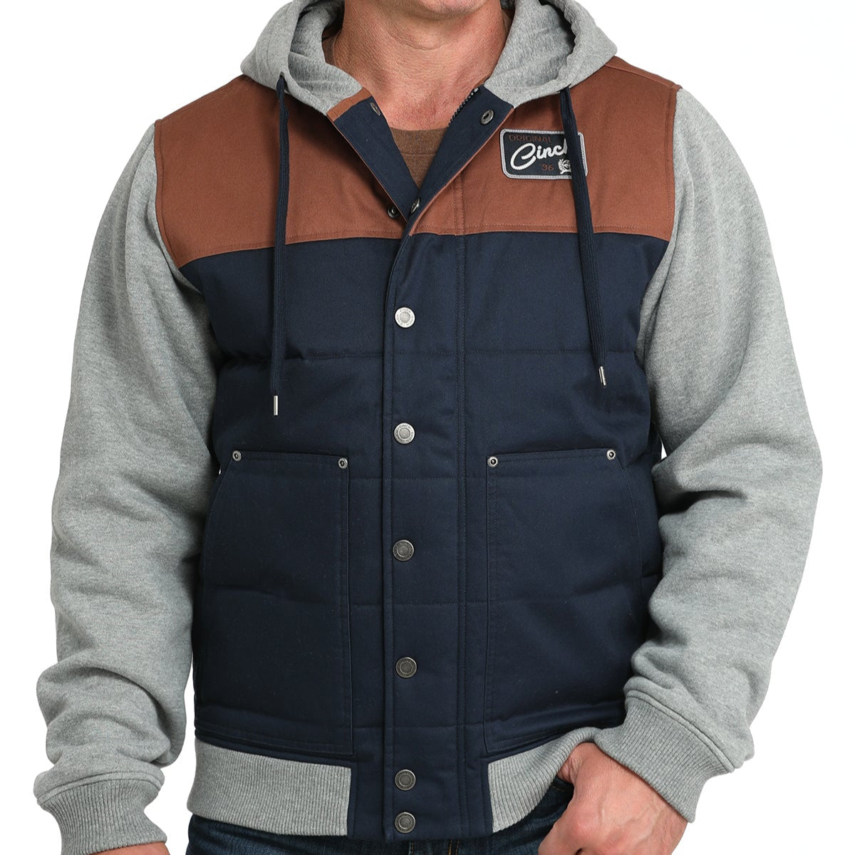 Cinch Men's Hoodie Jacket in Grey and Blue