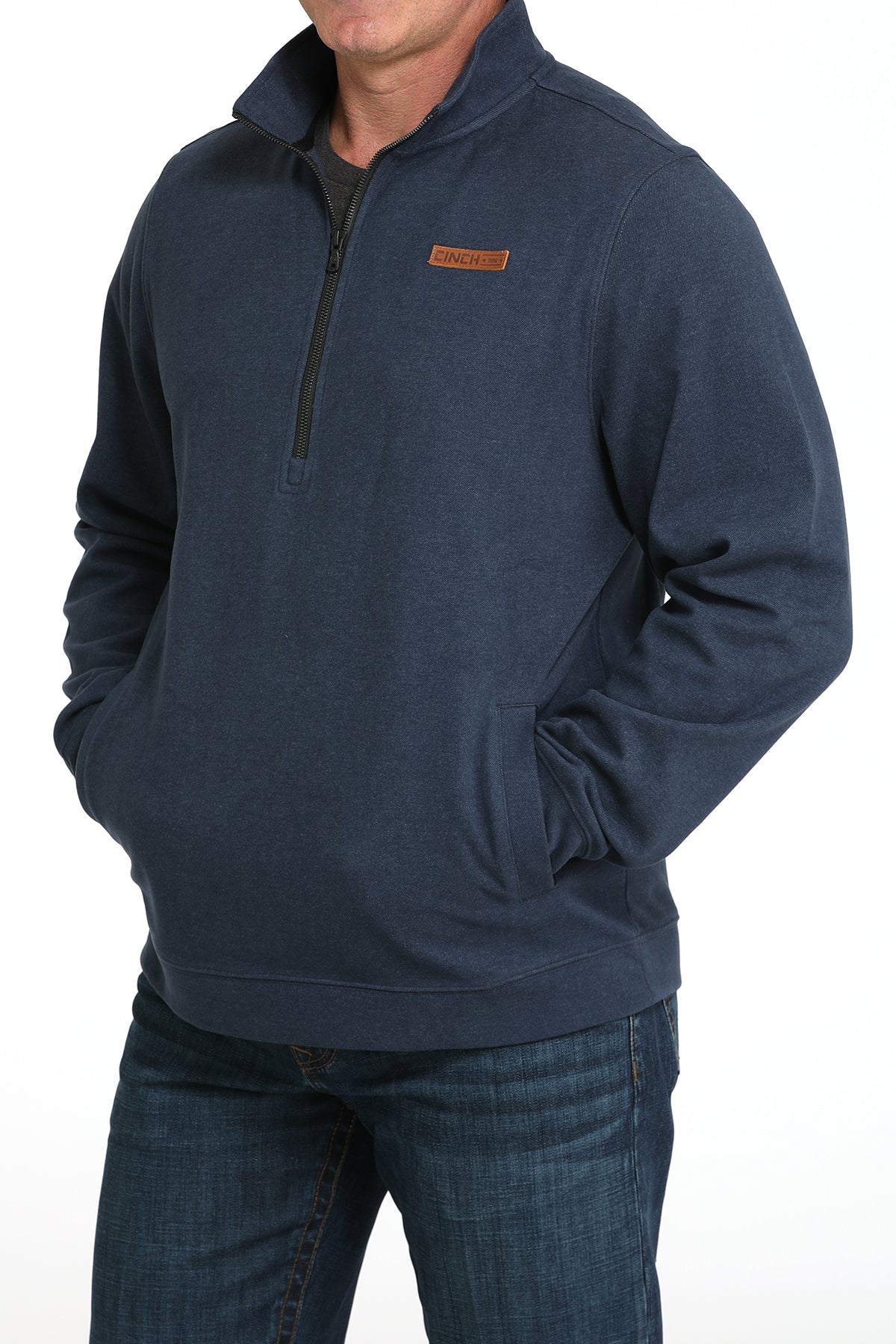Cinch Men's Logo Half Zip Pullover in Navy