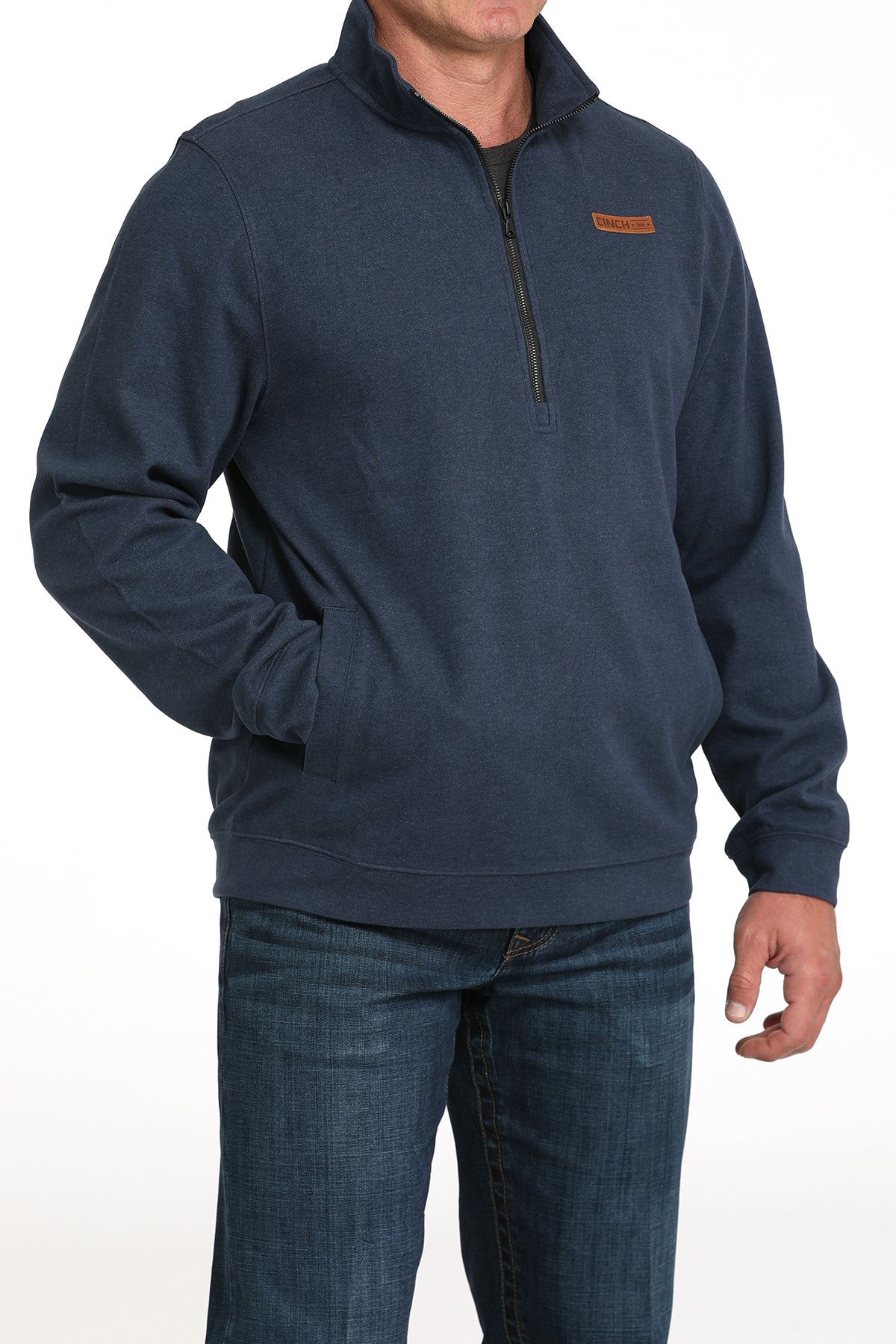 Cinch Men's Logo Half Zip Pullover in Navy