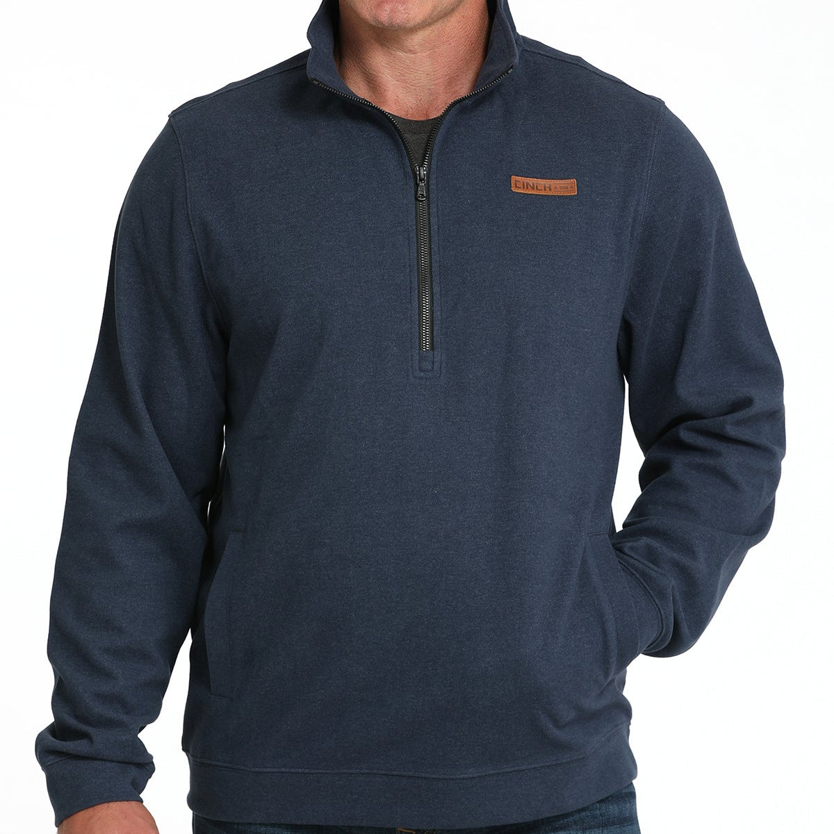 Cinch Men's Logo Half Zip Pullover in Navy