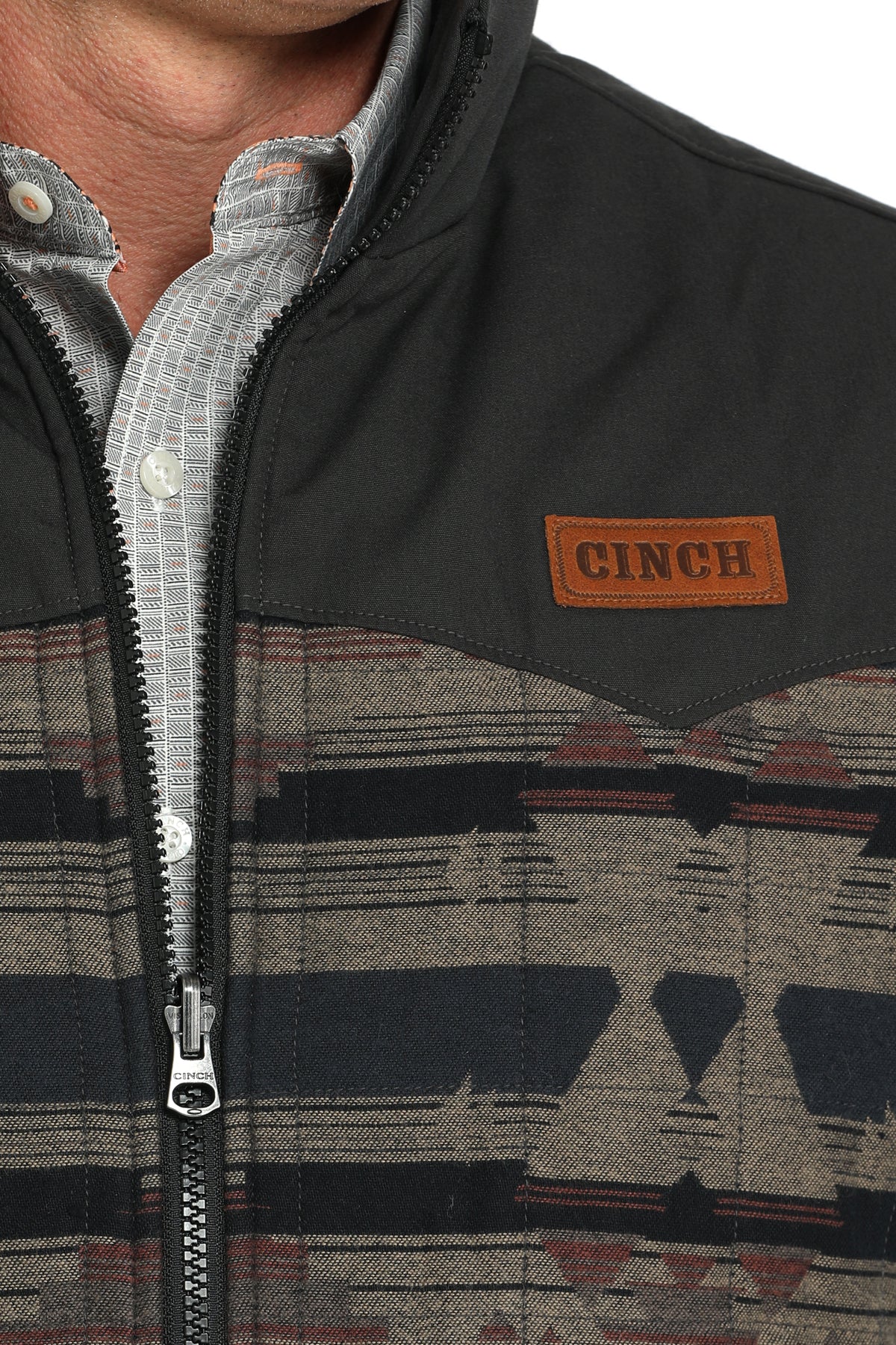 Cinch Men's Reversible Vest in Aztec and Brown