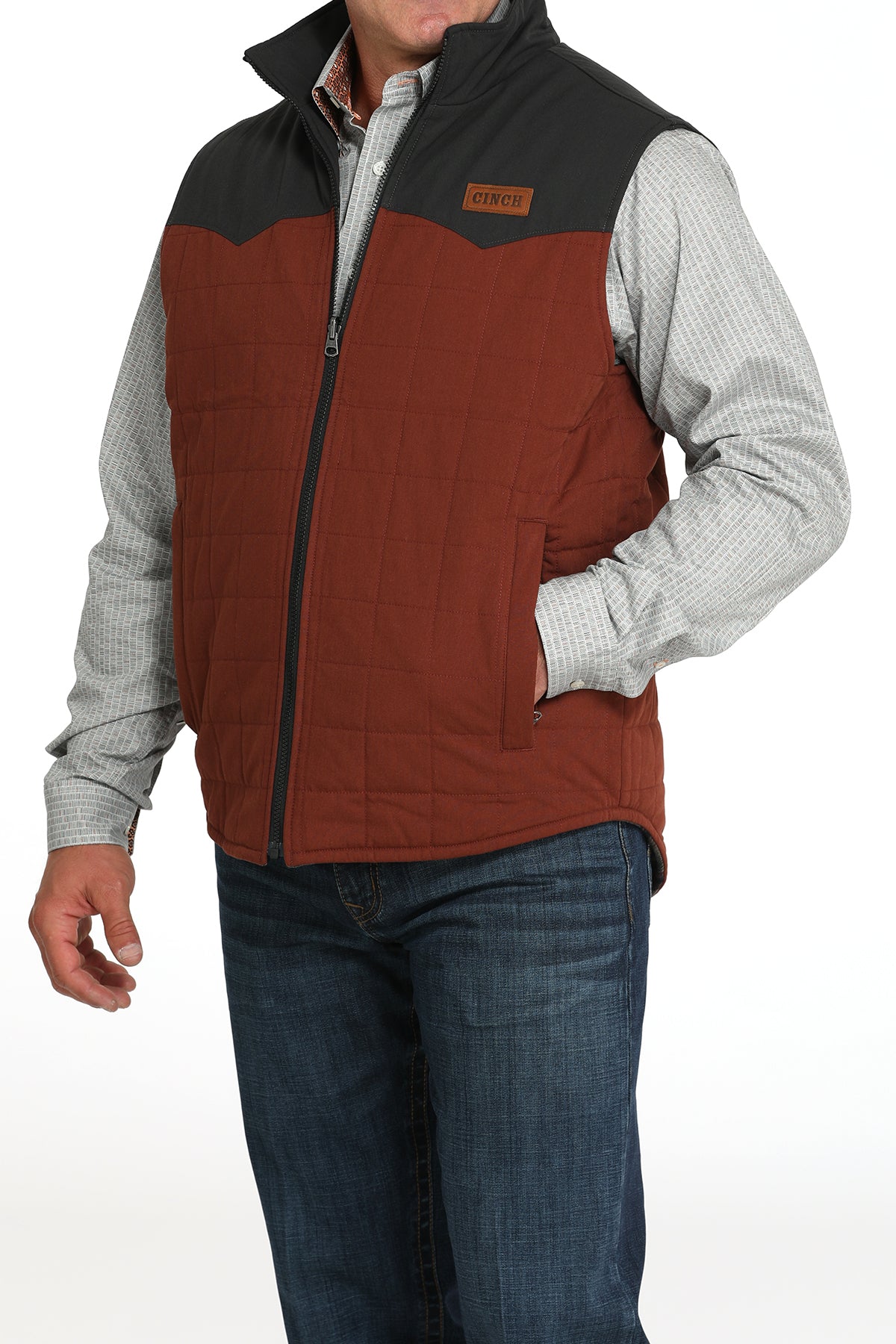 Cinch Men's Reversible Vest in Aztec and Brown