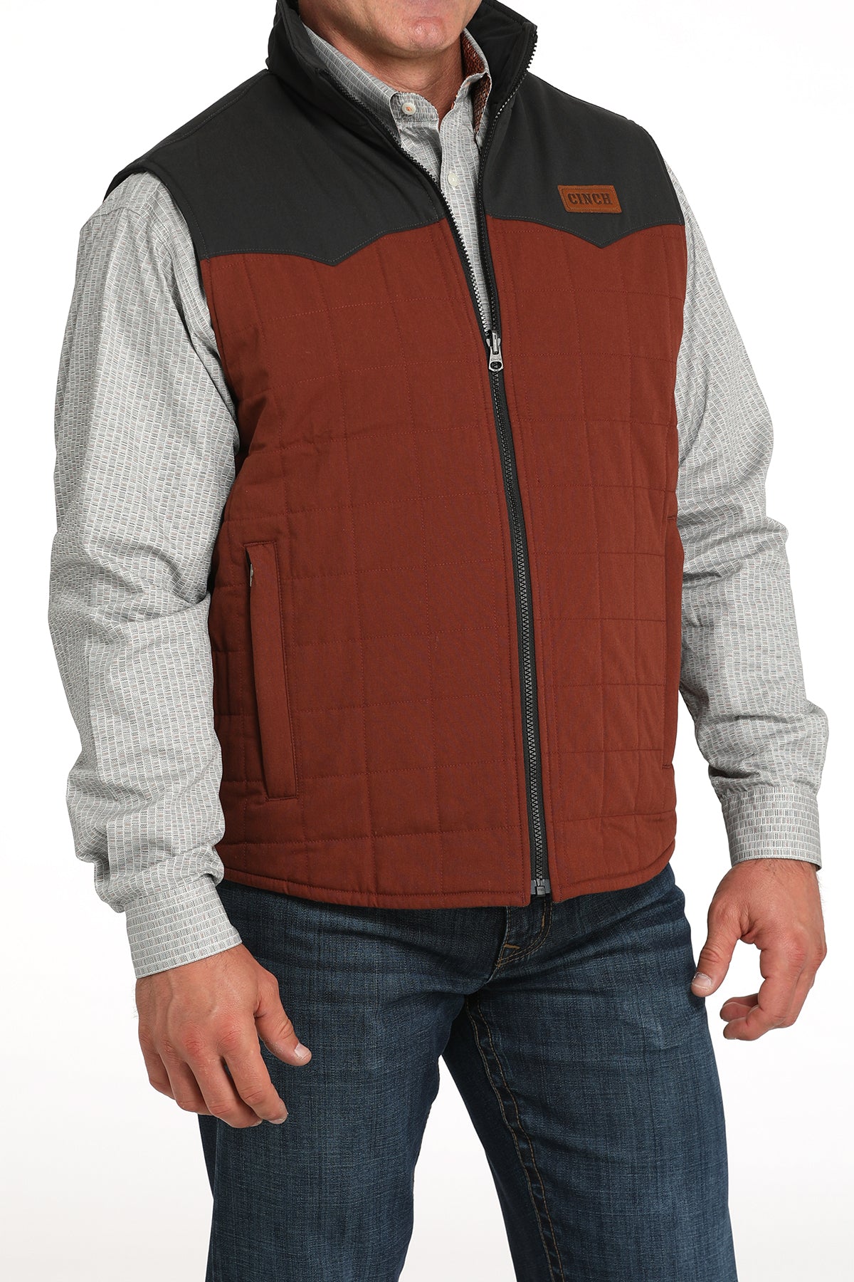 Cinch Men's Reversible Vest in Aztec and Brown