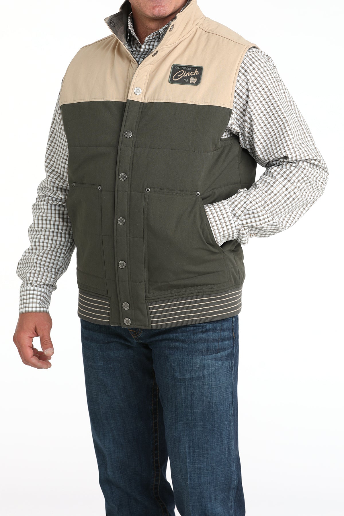 Cinch Men's Reversible Snap Vest in Olive