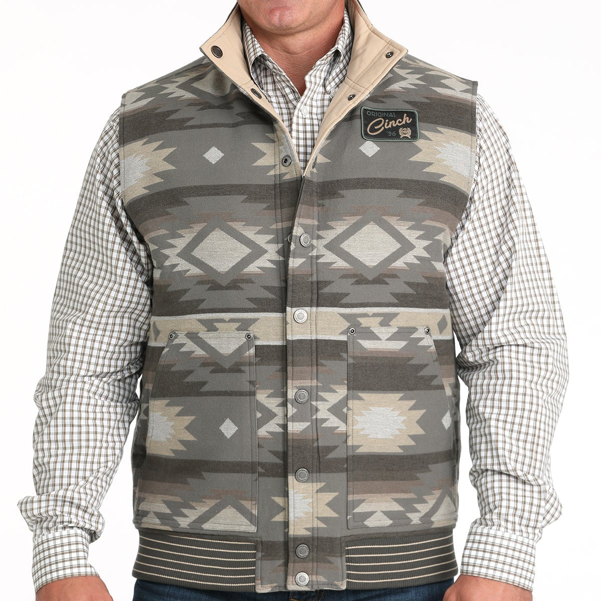 Cinch Men's Reversible Snap Vest in Olive