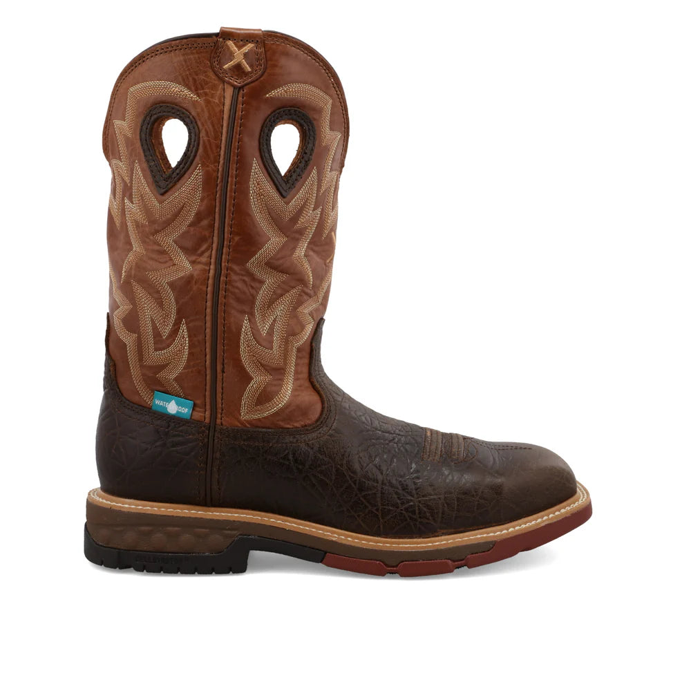 Twisted X Men's Safety Toe Western Work Boot in Smokey Chocolate and Spice