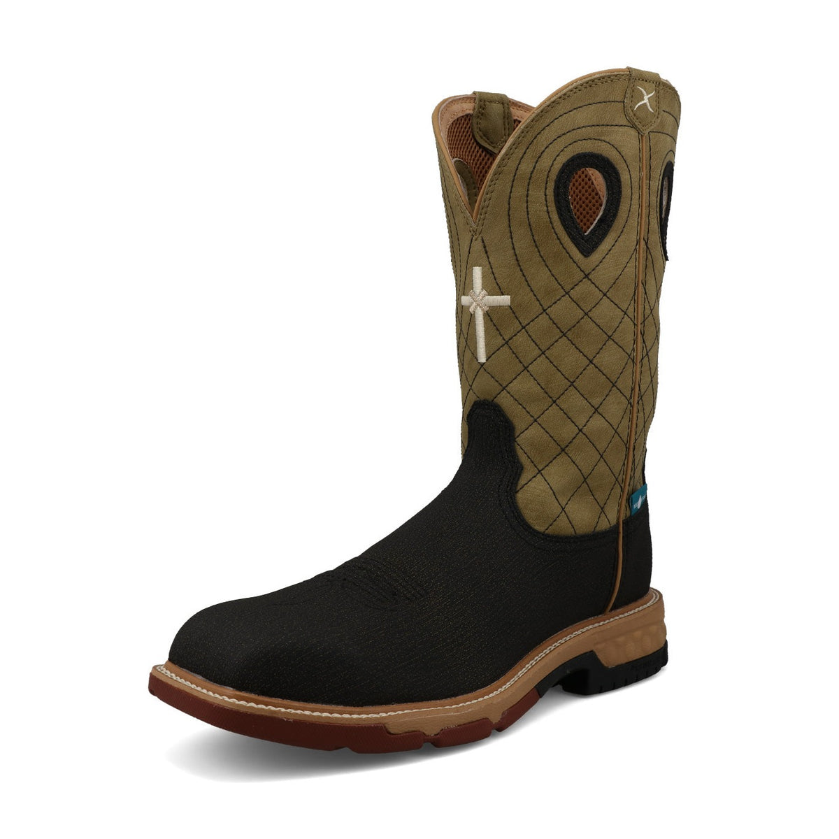 Twisted X Men's 12" Western Nano Toe Work Boot in Charcoal and Kiwi