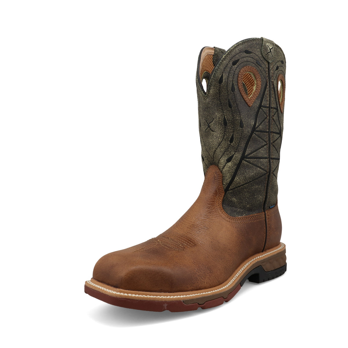 Twisted X Men's 12" Western Nano Toe Work Boot in Lion & Dark Olive