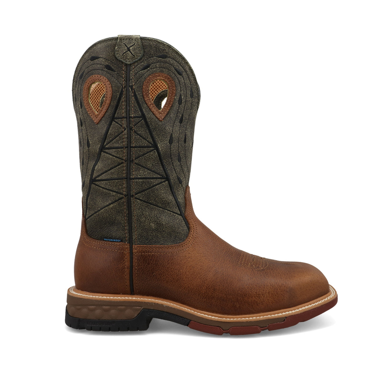 Twisted X Men's 12" Western Nano Toe Work Boot in Lion & Dark Olive