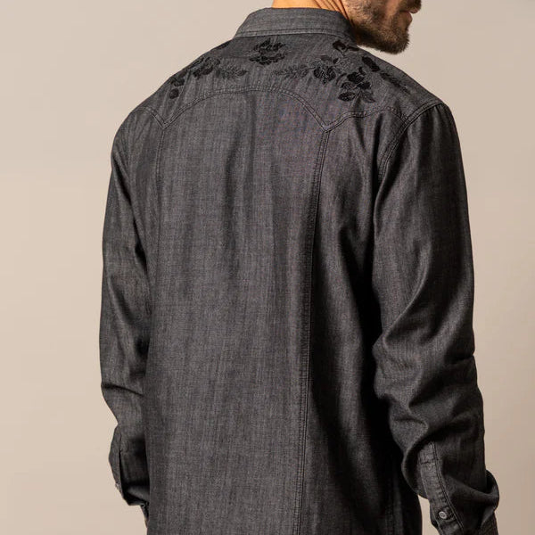 Kimes Ranch Men's L/S Memphis Western Snap Shirt in Black Out