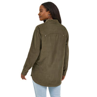 Wrangler Retro Women's L/S Boyfriend Corduroy Shirt in Olive