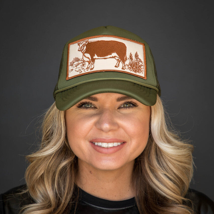 West & Co. Women's Hereford Foam Rope Trucker Hat in Olive Green