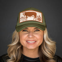 West & Co. Women's Hereford Foam Rope Trucker Hat in Olive Green