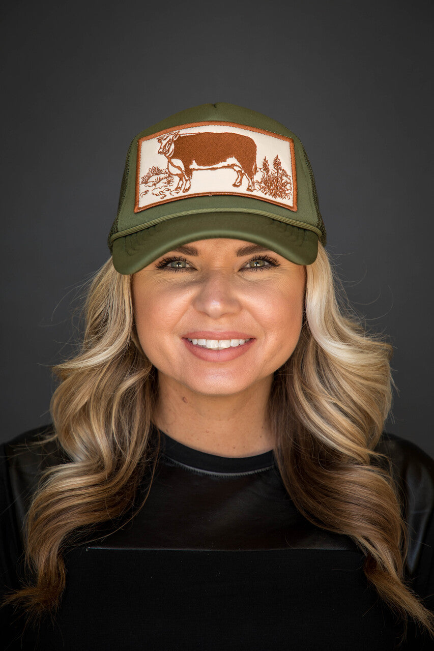 West & Co. Women's Hereford Foam Rope Trucker Hat in Olive Green