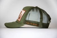 West & Co. Women's Hereford Foam Rope Trucker Hat in Olive Green