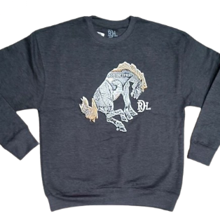 Red Dirt Hat Co. "Bucking Bronco" Sweatshirt in Dark Grey