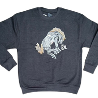 Red Dirt Hat Co. "Bucking Bronco" Sweatshirt in Dark Grey