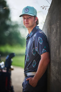 Hooey Men's "The Weekender" Short Sleeve Aztec Golf Polo in Black