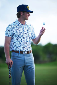 Hooey Men's "The Weekender" Short Sleeve Comanche Golf Polo in White