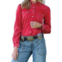 Cruel Women's L/S Girlfriend Fit Western Snap Shirt in Red