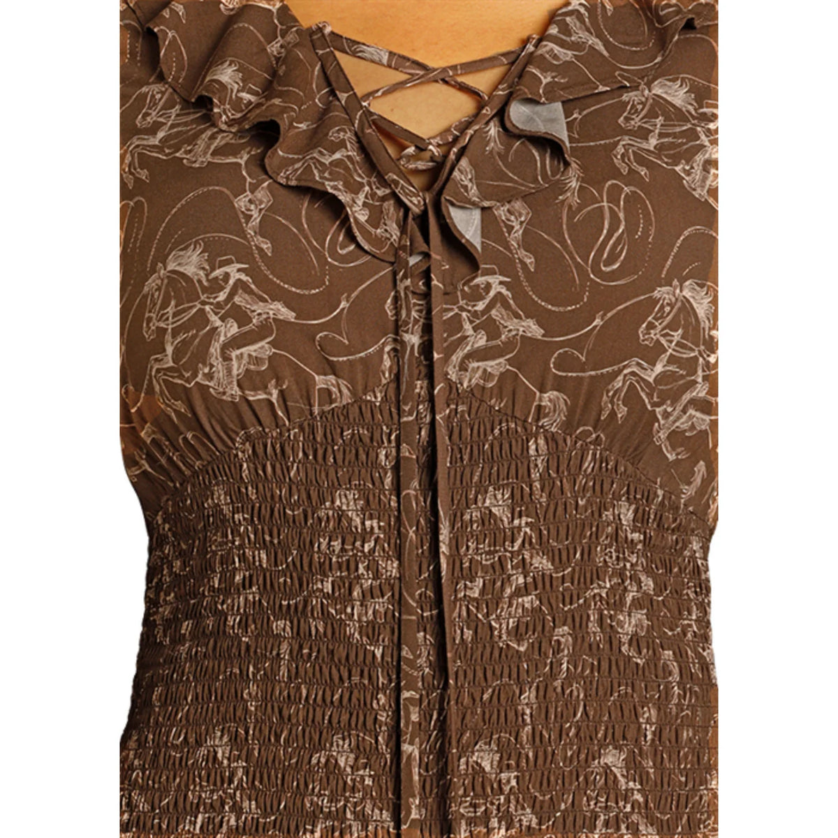 Rock & Roll Denim by Panhandle Slim Women's L/S Tiered Maxi Dress in Brown