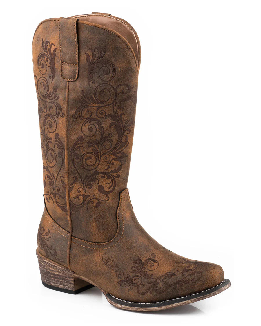 Roper Women's Tall Stuff Snip Toe Boot in Tan
