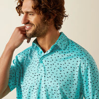 Ariat Men's Charger 2.0 Beach Printed Polo in Aqua