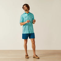 Ariat Men's Charger 2.0 Beach Printed Polo in Aqua