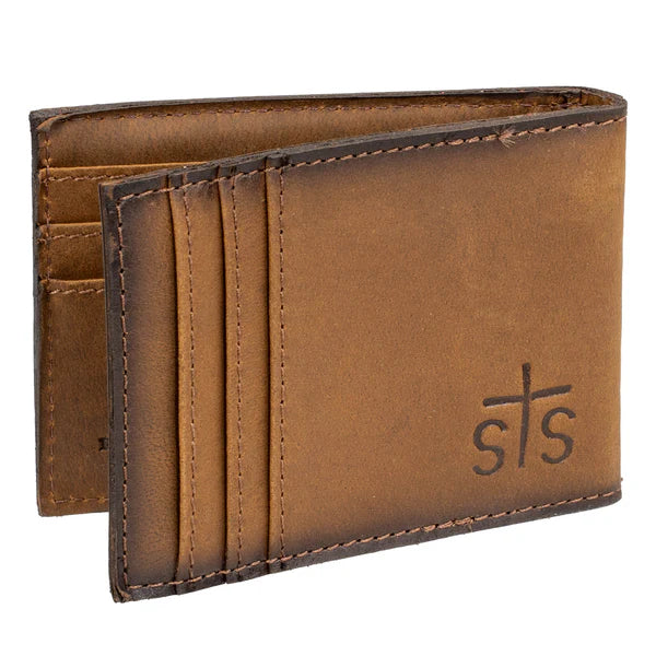 STS Ranchwear Foreman Brown Leather Money Clip Wallet