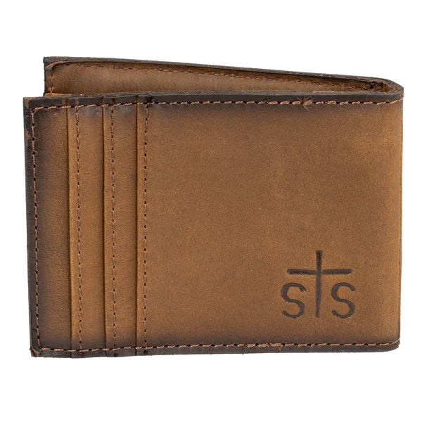 STS Ranchwear Foreman Brown Leather Money Clip Wallet
