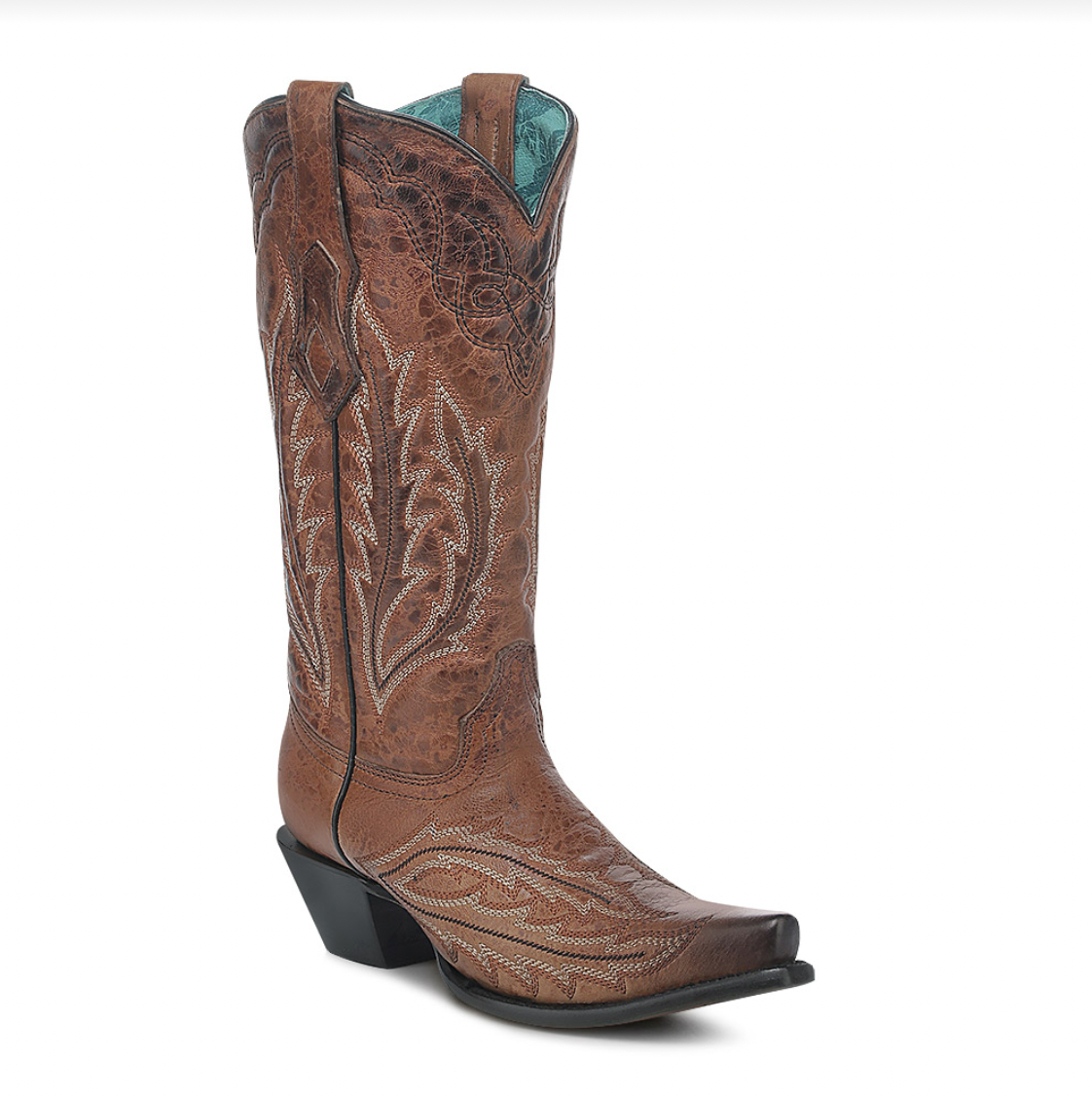 Corral Women's Congac Brown Embroidered Snip Toe Boot