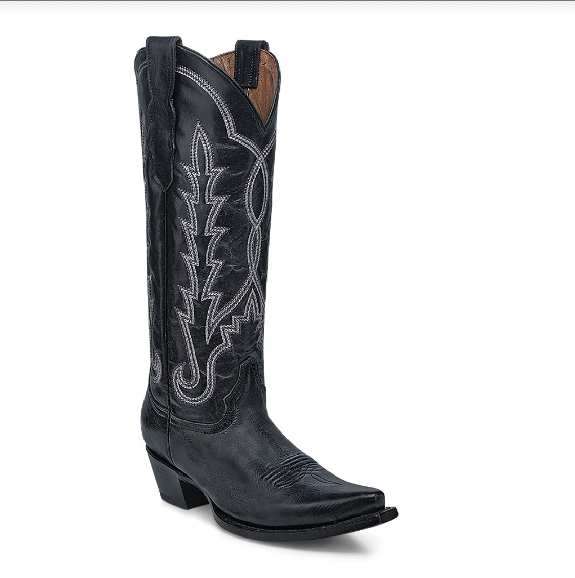 Circle G Women's Black 15" Embroidered Snip Toe