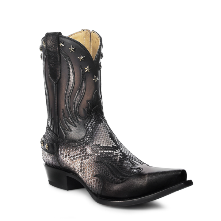 Corral Men's Natural Python Snip Toe Boot in Black