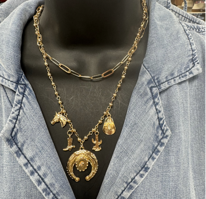 West & Co. 16" & 18" Gold Layered Charm Necklace