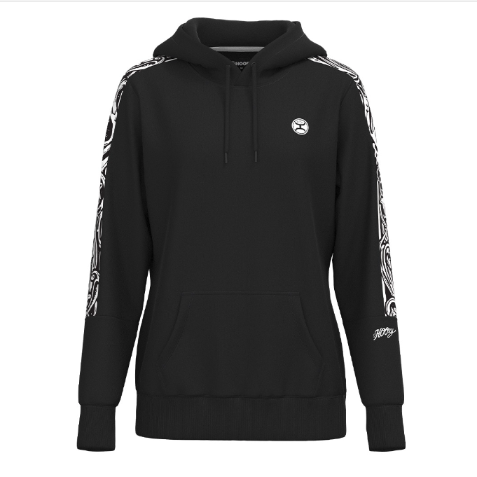 Hooey Women's "Canyon" Rodeo Star Hoodie in Black and White