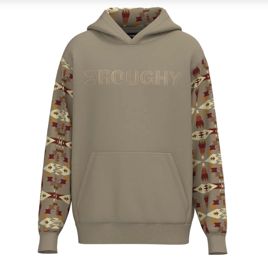 Hooey Men's "Roughy" Aztec Pattern Sleeve Hoodie in Simply Taupe