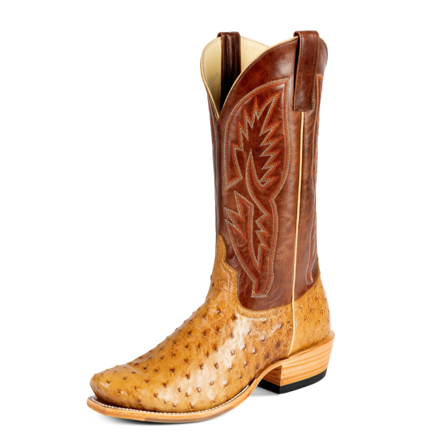 Top Hand Men's Genuine Full Quill Ostrich Western Boots in Antique Saddle